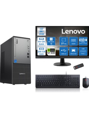 Lenovo Thinkcentre Neo 50T Gen5 Intel Core I7 14700 64GB Ddr5 256GB SSD 27 Inç Monitör Windows 11 Home Nvidia GT1030 4gb Masaüstü Bilgisayar 10302712UAS0GL00H21 + Zetta Flash Bellek