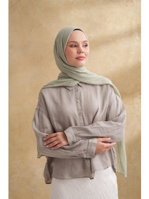 Keten Yeşili Armanda Müslin Şal 3351