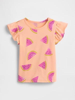 Gap Kız Bebek Turuncu Fırfır Kollu T-Shirt