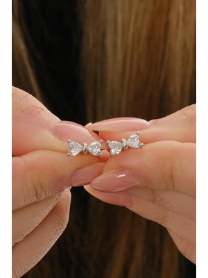 Fiyonk Rodyumlu Mini Gümüş Küpe 7361