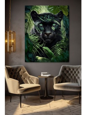 Yeşil Gözlü Leopar Kanvas Tablo Ev Duvar Salon Ofis Dükkan Hediyelik Dekarasyon Süsü