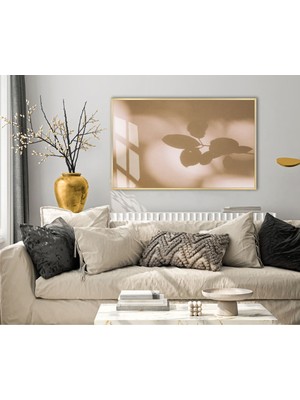 Harikabirev|yaprak Gölgesi Modeli (Shade)|çerçeveli Temperli Cam Tablo Tekli Yatay