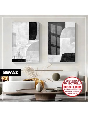 Harikabirev|soyut Gri-Siyah Modern Kontrast Kombini |çerçeveli Cam Tablo 2li Dikey