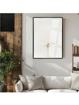 Harikabirev|soft Papatya Modeli (Daısy) |çerçeveli Temperli Cam Tablo Tekli Dikey