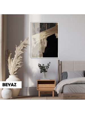 Harikabirev|soyut|1-Bronz Siyah Desenli Modeli |çerçeveli Temperli Cam Tablo Tekli Dikey