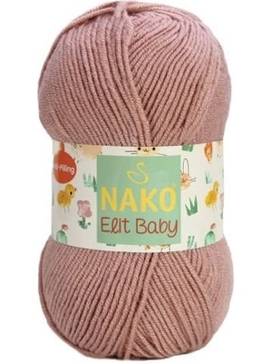 Nako 5 Adet Elit Baby Anti-Pilling El Örgü Ipi Bebek Yünü Tüylenmez Bebe Yünü 14394 Koyu Pudra