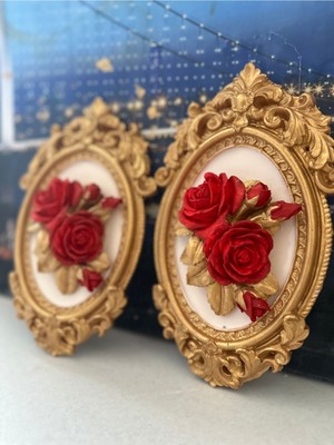 Gül Detaylı 2li Tablo 22CM