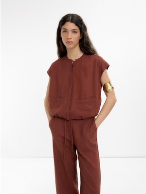 Keten Karışımlı Kısa Kollu Gömlek