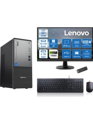 Lenovo Thinkcentre Neo 50T Gen5 Intel Core I7 14700 32GB Ddr5 4tb SSD 21.5 Inç Monitör Windows 11 Home Quadro T1000 4gb Masaüstü Bilgisayar 10002112UAS0GL00H15 + Zetta Flash Bellek