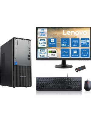 Lenovo Thinkcentre Neo 50T Gen5 Intel Core I7 14700 24GB Ddr5 256GB SSD 23.8 Inç Monitör Windows 11 Home Quadro T1000 4gb Masaüstü Bilgisayar 10002412UAS0GL00H06 + Zetta Flash Bellek