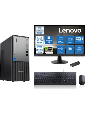 Lenovo Thinkcentre Neo 50T Gen5 Intel Core I7 14700 96GB Ddr5 256GB SSD 27 Inç Monitör Windows 11 Home Nvidia GT1030 4gb Masaüstü Bilgisayar 10302712UAS0GL00H26 + Zetta Flash Bellek
