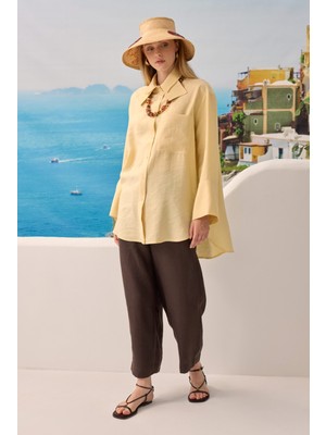 Çift Yakalı Gömlek Soft Sarı
