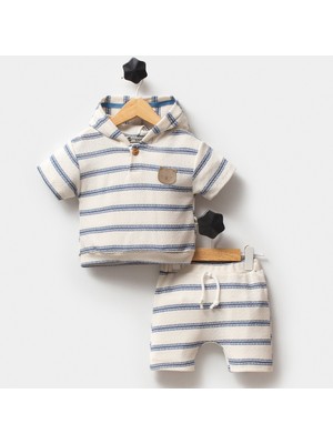 Yeni Sezon Erkek Bebek Ayıcık Armalı 2 Li Yazlık Takım