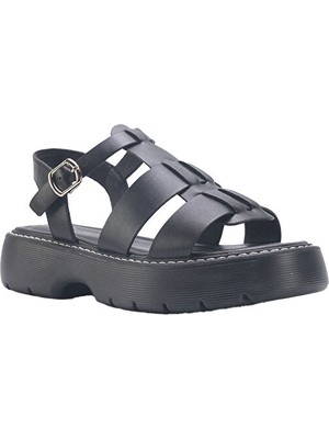 Lumberjack INT1223Y005 3fx Siyah Kadın Kalın Tabanlı Sandalet