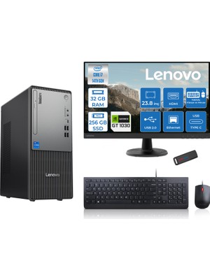 Lenovo Thinkcentre Neo 50T Gen5 Intel Core I7 14700 32GB Ddr5 256GB SSD 23.8 Inç Monitör Freedos Nvidia GT1030 4gb Masaüstü Bilgisayar 10302412UAS0GL00F11 + Zetta Flash Bellek