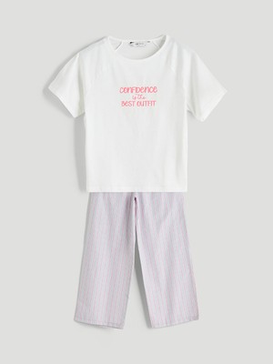Lc Waikiki Yeni Sezon Bisiklet Yaka Nakisli Kadin Pijama Takimi - S5HR33Z8
