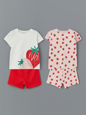 Lc Waikiki Yeni Sezon Cilek Baskili Kiz Bebek Sortlu Pijama Takim 2'li - S5EA70Z1