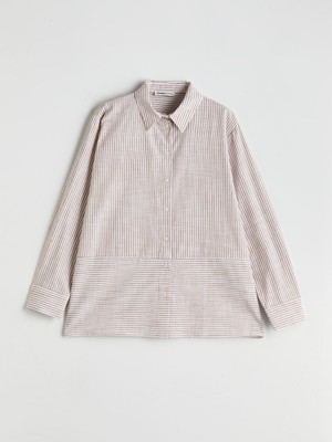 Lc Waikiki Yeni Sezon Cizgili Poplin Kadin Gomlek - S5L381Z8