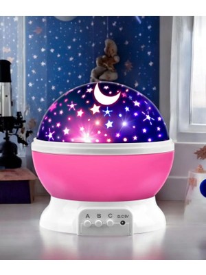 Vefa Toys Ay ve Yıldızlı Gökyüzü Yansıtmalı Dönen Projeksiyon Gece Lambası- Çocuk Bebek Odası