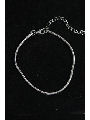 316L Çelik Gümüş Renk Yılan Zincir Erkek Bileklik