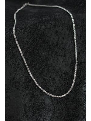 316L Çelik Örgü Zincir Model Gümüş Renk Erkek Kolye