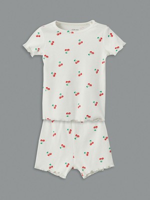 Lc Waikiki Yeni Sezon Kiraz Baskili Kiz Bebek Sortlu Pijama Takim - S5EA61Z1