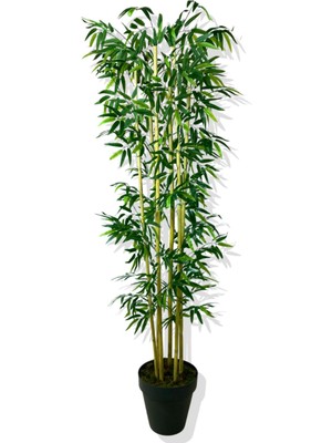Altun Çiçekcilik Yapay Yapraklı Bambu Ağacı 160 cm 6 Bambu'lu Yeşil Renkli Gerçekçi Görünüm ile Dekoratif