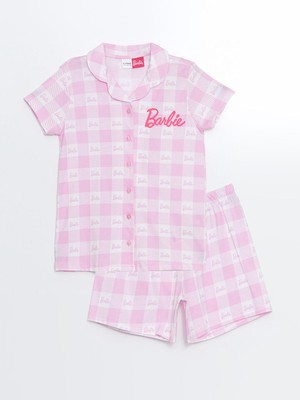 Lc Waikiki Yeni Sezon Gomlek Yaka Barbie Baskili Kiz Cocuk Sortlu Pijama Takimi - S56943Z4