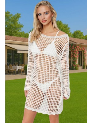 Şık Kadın Maxi Örme Triko Plaj Elbisesi Yazlık Rahat Tasarım Profesyonel Görünüm Yüksek Kalite