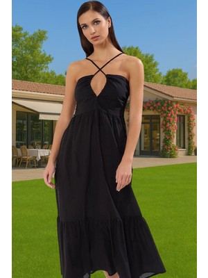 Maxi Etnik Desenli Plaj Elbise Pamuklu Yazlık Vual Kumaş Uzun Ömürlü Şık Görünüm Uzun Ömürlü