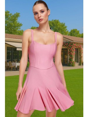 A Kesim Mini Abiye Elbise Polyester Karışımlı Yazlık Mezuniyet Elbisesi Konforlu Kesim Trend Tasarım