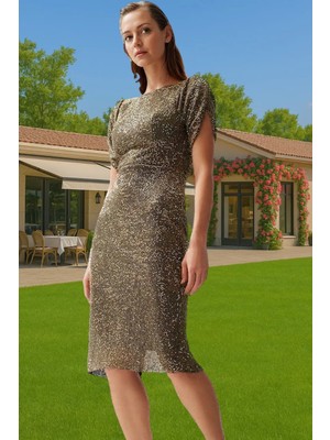 Parıltılı Örme Abiye Elbise Bodycon Kalıp Polyester Karışımlı Yazlık Uzun Ömürlü Seçkin Malzeme