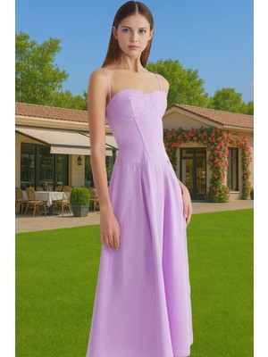 Midi A Kesim Çiçek Desenli Poplin Abiye Elbise Rahat ve Şık Şık Görünüm Şık Görünüm Zarifane Tasarım