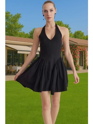 A Kesim Poplin Mini Elbise Pamuklu Polyester Yazlık Mezuniyet Elbisesi Mükemmel Uyum Mükemmel Uyum
