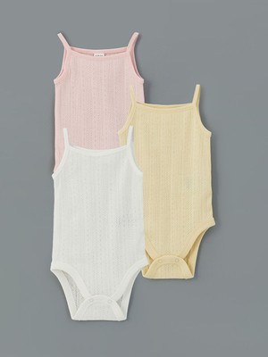 Lc Waikiki Yeni Sezon Bisiklet Yaka Kiz Bebek Citcitli Bodysuit 3'lu - S5G465Z1