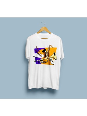 Oversize Enstrümanlar Tasarım Unisex T-Shirt