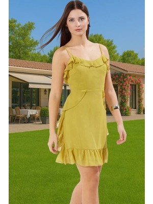 A Kesim Şifon Elbise Çiçekli Desenli Mini Boy Polyester Yazlık Seçkin Malzeme Mükemmel Uyum