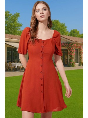 Kadın Mini A Kesim Balon Kollu Yazlık Pamuklu Elbise Mükemmel Uyum Seçkin Malzeme Premium Kalite