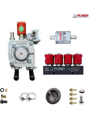 Atiker Uyumlu Gaz Kesicili Sıralı Sistem Regülatör 110KW + Albien Lpg Enjektör 4 Silindir 3 Ohm