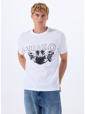 Hugo Bisiklet Yaka Düz Beyaz Erkek T-Shirt 50538257_DURRO 10258299 01