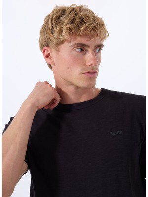 Boss Bisiklet Yaka Siyah Erkek T-Shirt Tegood