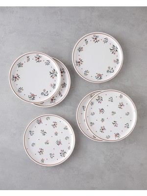 English Home Bianca Renkli Seramik Pasta Seti 20 cm 6'lı Desenli Kullanım İçin Şık