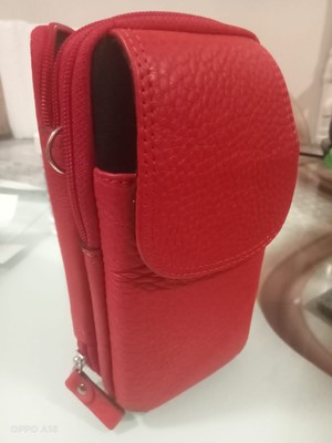 Kadın El Çantası Kırmızı Kredi Kartı Cüzdan Telefon Koyma Bölmeli