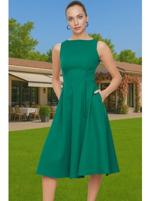 Midi Boy Pileli Elastan Dokuma Elbise Iş ve Günlük Yüksek Kalite Şık Görünüm Premium Kalite