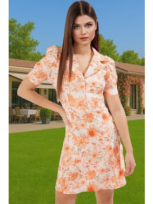 Çiçekli A Kesim Mini Elbise Polyester Karışımlı Yazlık Zarifane Tasarım Rahat Kullanım Özel Tasarım