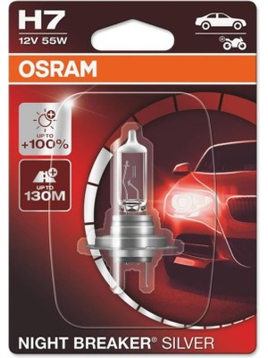 Osram 12V H7 Ampul 55W +%100 Fazla Işık Nıght Breaker Sılver (1 Ad)
