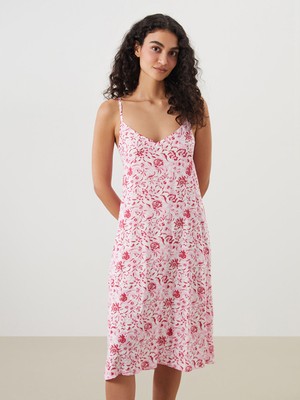 Lc Waikiki Yeni Sezon V Yaka Cicekli Askili Kadin Gecelik - S5QV82Z8