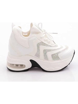 Guja 25Y300-9 Kadın Gizli Dolgulu Yüksek Taban Taşlı Sneaker Spor Ayakkabı