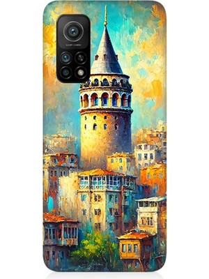 Xiaomi Mi 10T Pro Uyumlu Galata’da Renkli Işıklar  Desenli Silikon Kılıf