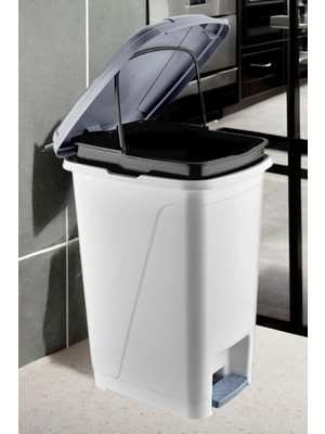 25 Litre Iç Kovalı Slim Pedallı Çöp Kovası Beyaz